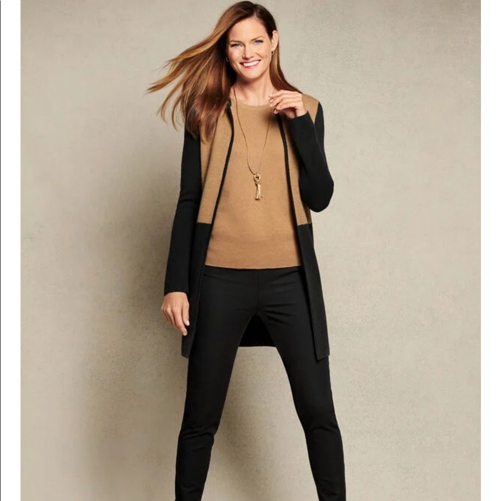 HP 🎉 Talbots Merino Colorblock Sweater Tan/Black